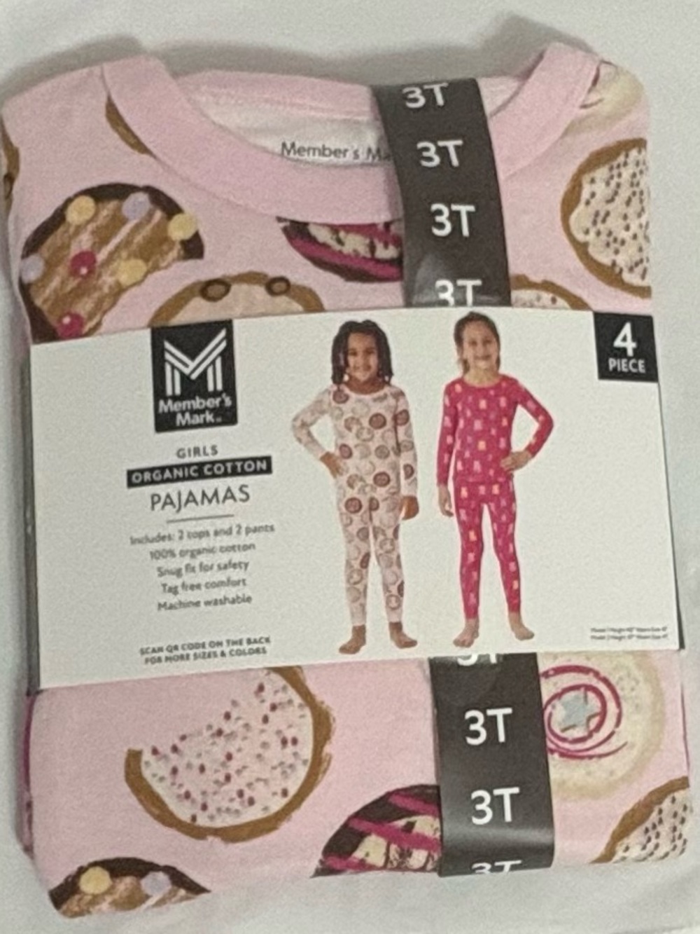 Member's Mark Girls' Pink Donut Print Organic Cotton Pajama Set - 3T